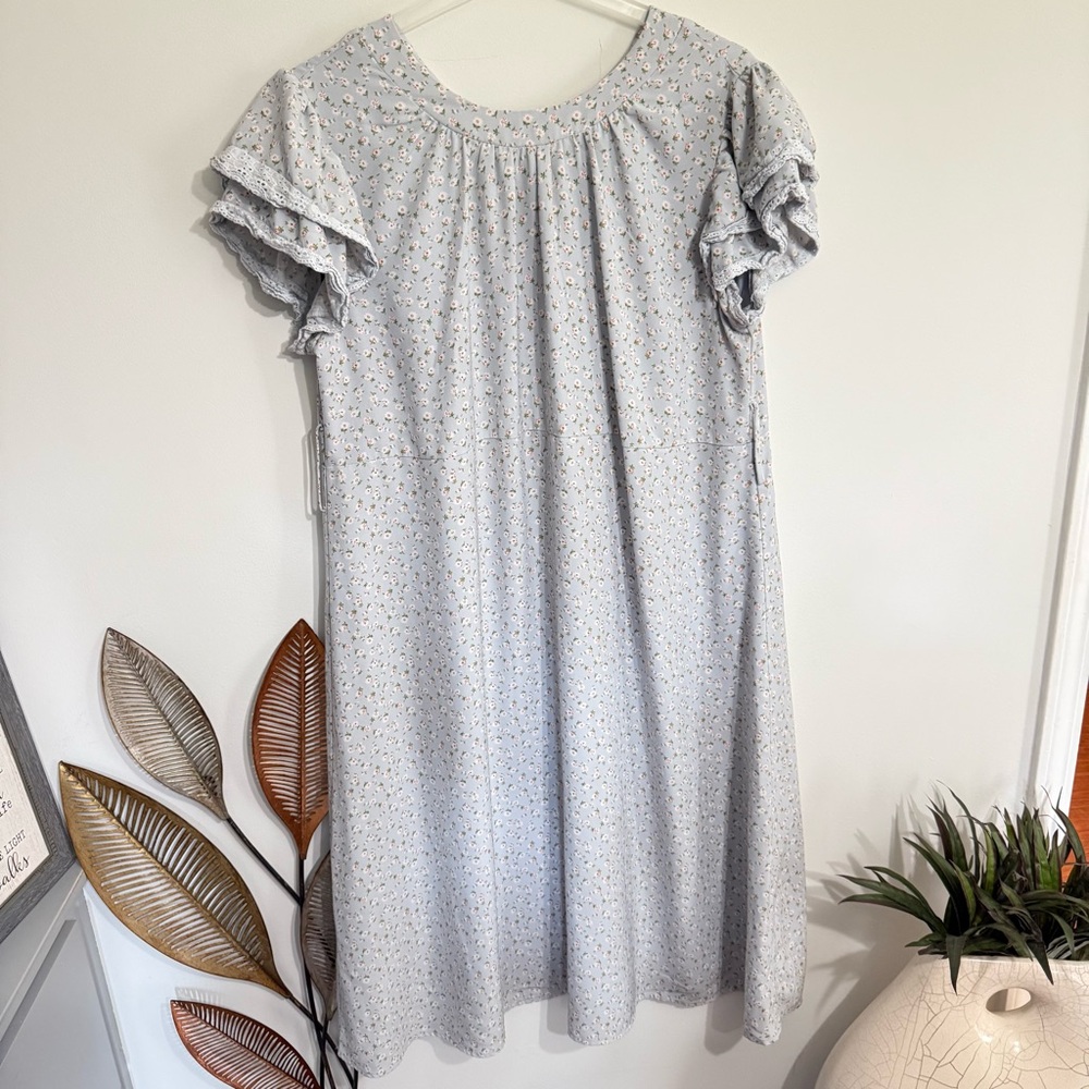 H8 JessaKae Light Blue Dress with Floral Accents